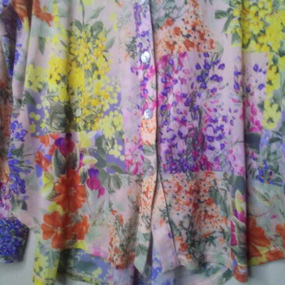 Nally & Millie Blue and Yellow Blouse Top - Picture 6 of 16